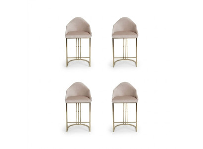 Stilvoll Esstisch 4x Stühle Beige Lehnstuhl Möbel Einrichtung Sitzpolster Stühle