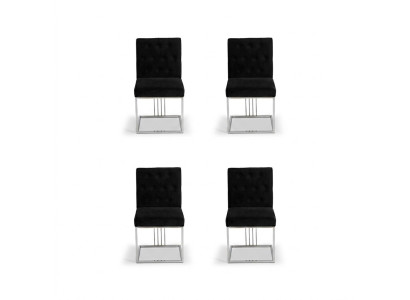 Schwarzer 4x Stühle Lehnstuhl Designer Esszimmer Möbel Essstühle Edelstahlstuhl