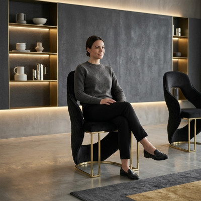 Stilvoll schwarz 6x Stühle Esszimmerstuhl Küchenstuhl Stuhl Luxus Neuheit Stuhl