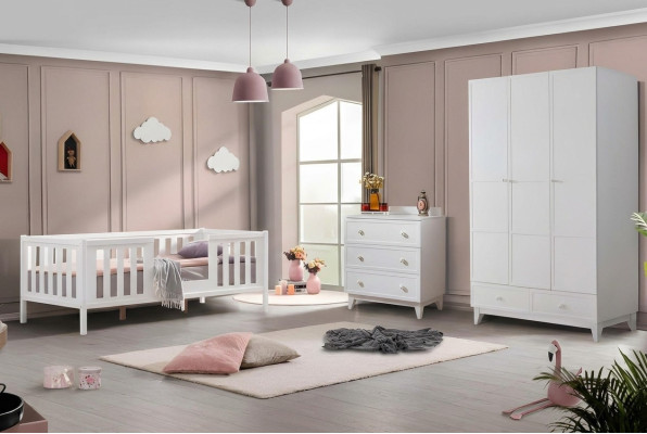 Kinderzimmer 2tlg Schlafzimmer Möbel Komplettzimmer Jugendzimmer Weiß