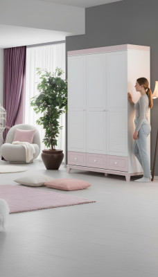 Kleiderschrank Holzschrank Schrank Holz Mehrfarbig Schlafzimmer Moderne