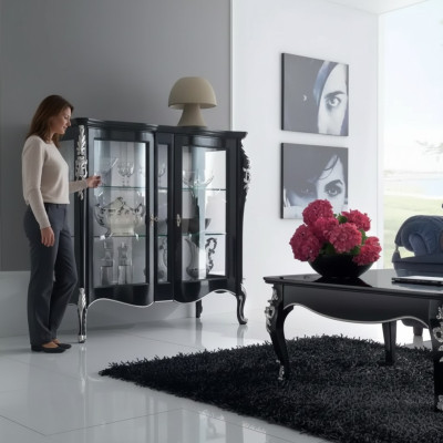 Schränke Holz Vitrinen Glas Schrank Vitrine Wohnzimmer Möbel Anrichte