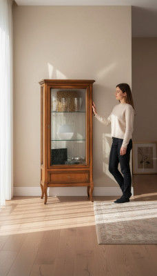 Vitrine Holz Schrank Klassische Vitrinen Holz Design Wohnzimmer Neu