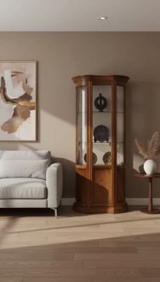 Schrank Braun Holz Design Möbel Vitrine Anrichte Vitrine Luxus Glas Neu