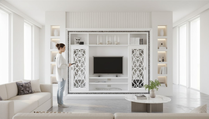 Wohnwand Luxus Schrankwand Schrank Modern Möbel Wohnzimmer rtv Holz