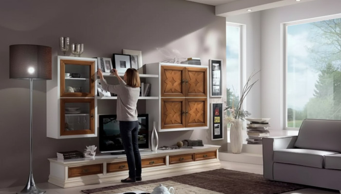 Italienische Holz Möbel Designer Anrichte Wohnwand Wohnzimmer Schrankwand