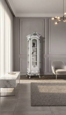 Vitrine Schrank Glas Wohnzimmer Weiß Design Italienische Möbel Neu