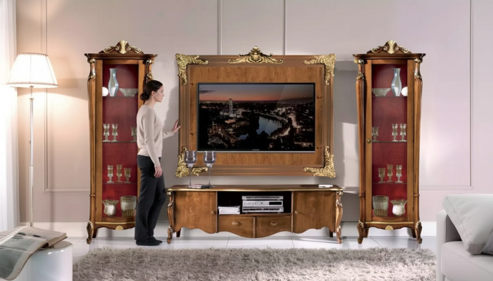 Wohnwand Set 4tlg. Wohnzimmer Vitrine RTV Regal Luxus Klassische Neu