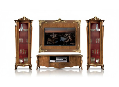 Wohnwand Set 4tlg. Wohnzimmer Vitrine RTV Regal Luxus Klassische Neu