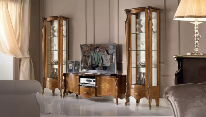 Wohnwand Wohnzimmer Set Vitrine Schrank Regal Set 2x Vitrine Wand Neu