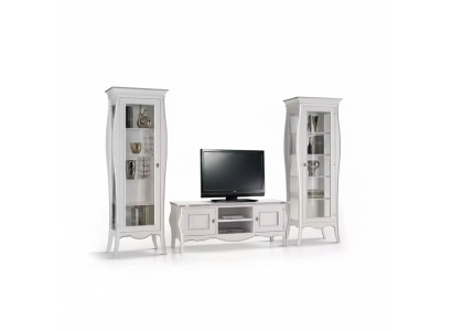 Wohnwand TV-Ständer 2x Vitrine Regal Luxus Wohnzimmer Weiß Anbauwand