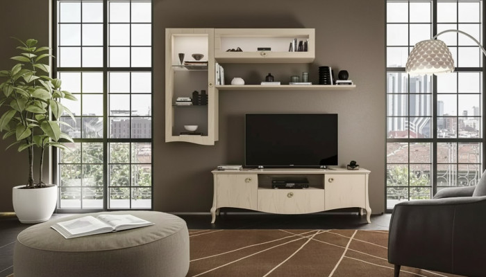 Luxus tv -Ständer Wohnzimmer rtv Lowboard Wandregale Beige Wohnwand Neu