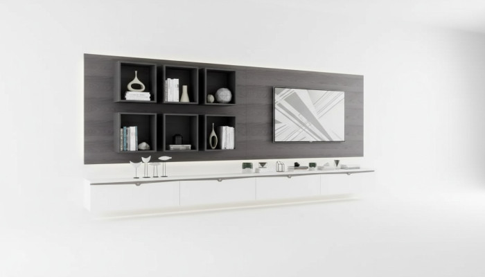 Design Wandschrank Regal Wohnzimmer TV-Ständer Holz Wand Regale Italy