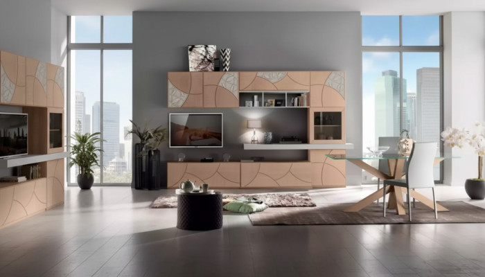 Klassische Wohn Wand Wohnzimmer Sideboard RTV Regal Wände Schrank Neu