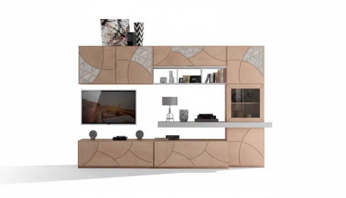 Klassische Wohn Wand Wohnzimmer Sideboard RTV Regal Wände Schrank Neu