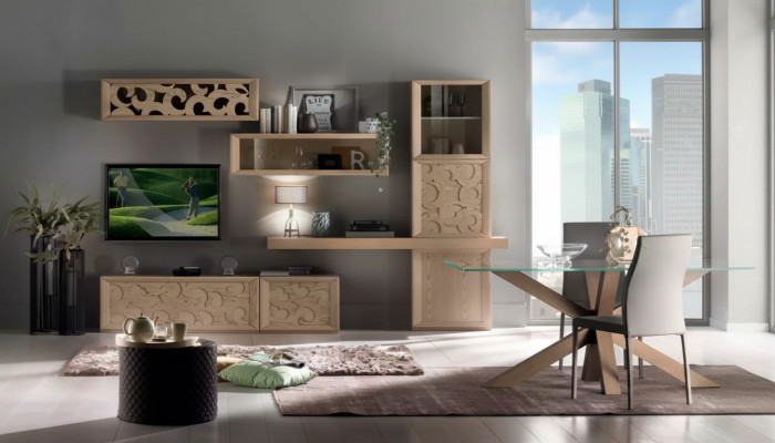 Wohnwand Holz Stil Klassische Italienische Wohnzimmer Möbel Schrank