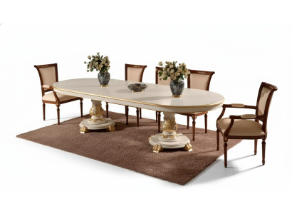 Luxus Esszimmer Tisch Oval Weiß Esstische Holz Italienische Möbel Art déco Neu