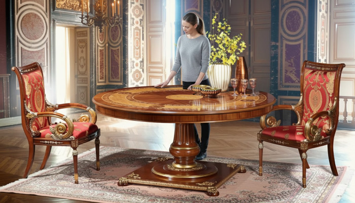 Italienische Designer Möbel Tisch Ess Zimmer Esstische Rund Braun Tische Neu