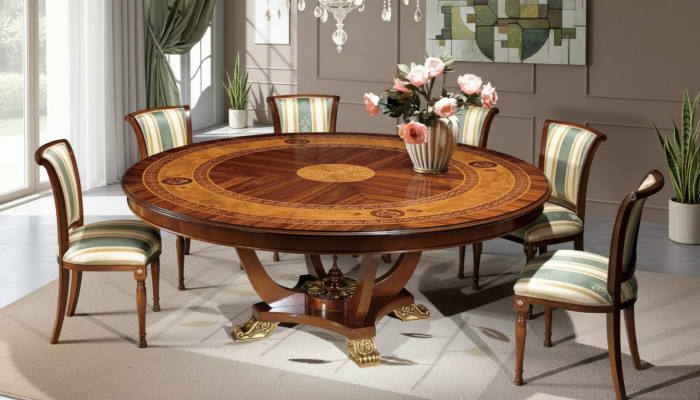 Runde Tisch Holz Tische klassisch Stil Ess Wohn Zimmer Möbel Braun Neu