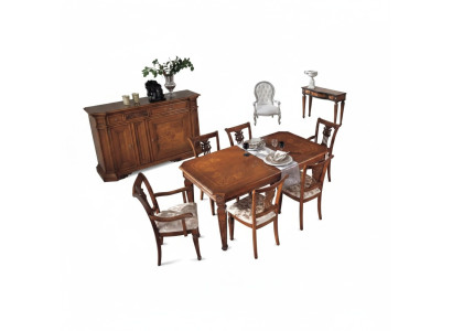 Klassischer Design Esstisch Tisch Holz Esszimmer Garnitur Braun Tische Neu