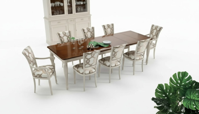 Esszimmergarnitur Tisch 8x Stühle Tischgarnitur Gruppe Set Italien Holz