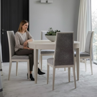 Esstisch Garnitur Gruppe Esszimmer Tisch Set 4x Stühle Holz 5tlg Beige