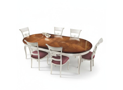 Klassischer Esstisch Tisch Holz Esszimmer Garnitur 4x Stühle Set Weiß