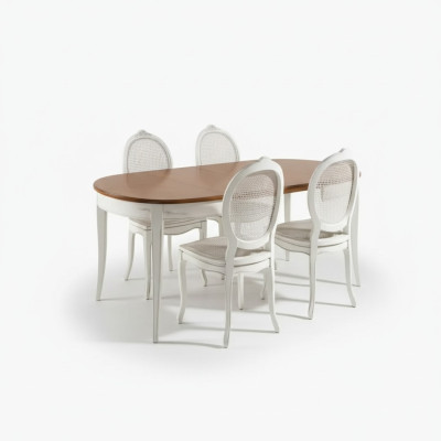 Esstisch Garnitur Ovaler Tisch Essgruppe Esstisch mit 4x Stühle Esszimmer