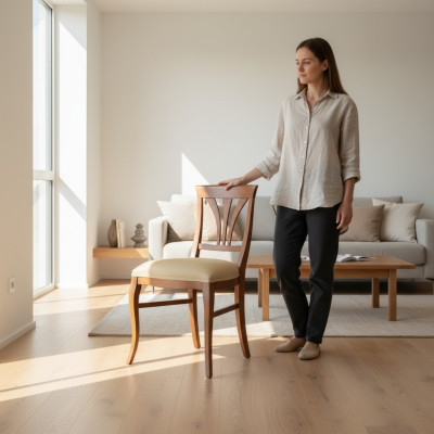 Stuhl ohne Armlehne Esszimmerstuhl Holz Esszimmer Braun Design Klassisch