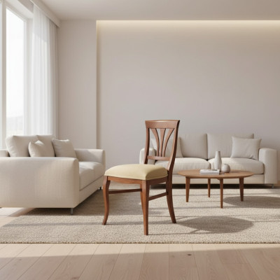 Stuhl ohne Armlehne Esszimmerstuhl Holz Esszimmer Braun Design Klassisch