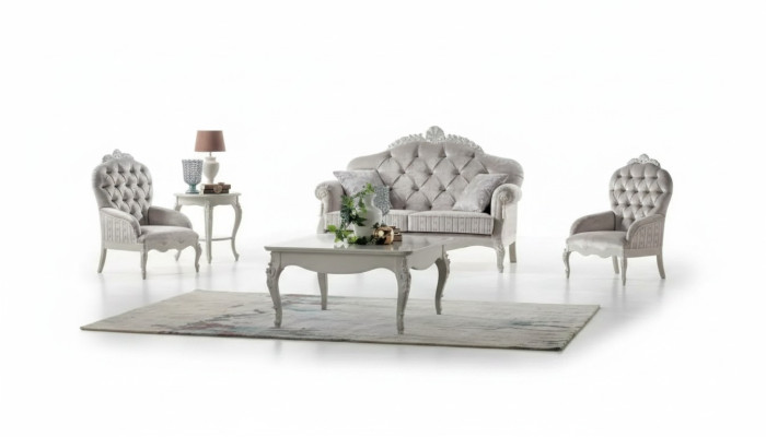 Sofagarnitur 2 Sitzer Garnitur Samt Sessel Couchtisch Luxus Sofas Stoff