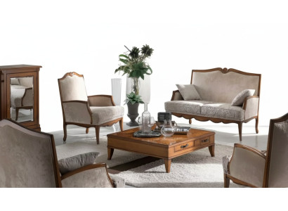 Wohnzimmer Set Sessel Couchtisch Sofa 2 Sitzer Polster Sitzer Luxus Beige Neu