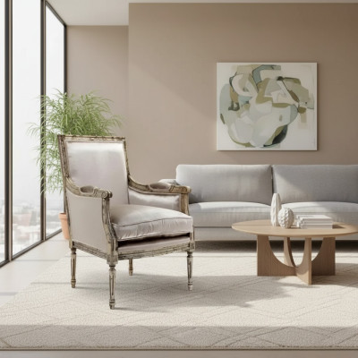 Sessel Sofa 1 Sitzer Couch Designer Grau Textil Sofas Polster Holz Neu