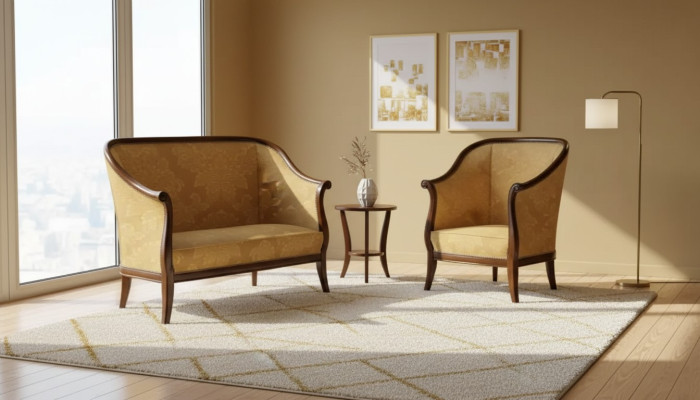 Sofa Couch Polster Klassischer 2 Sitzer Sessel Gelb Italienische Stil