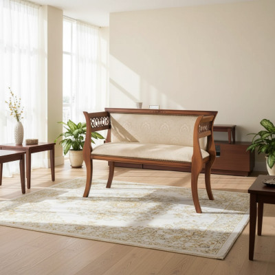 Sitzbank Klassische Bank Luxus Polstermöbel Designer Sitzmöbel 111x43x78
