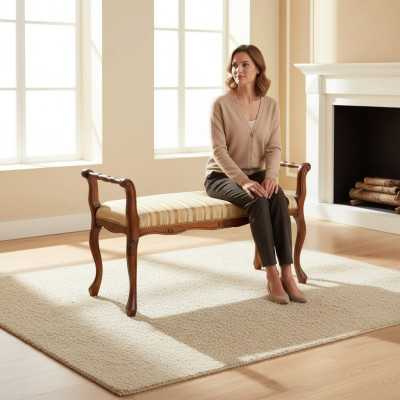 Sitzbank Wohnzimmer Klassische Bank Polsterbank Möbel Textil 101x40x57