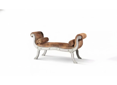 Klassische Sitzbank Hocker Designer Sitzmöbel Polsterbank Bank Braun