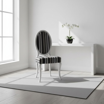Stuhl Lehnstuhl Massiv Klassisch Holz Textil Sessel Lounge Polster Neu