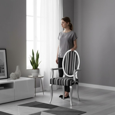 Klassischer Stuhl mit Armlehnen Esszimmer Lehn Sessel Lounge Luxus Neu