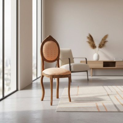 Stuhl ohne Armlehne Esszimmerstuhl Holz Stoff Esszimmer Design Sessel