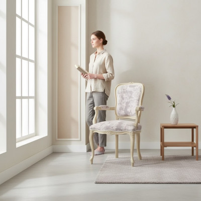 Polsterstuhl mit Armlehne Luxus Stuhl Wohnzimmer Esszimmer Lehnstuhl
