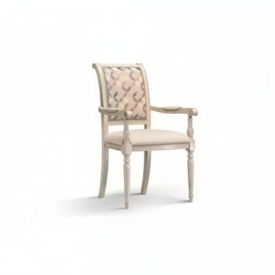 Esszimmer Holz Stühle Polster mit Armlehne Beige Stuhl Design Lehnstuhl