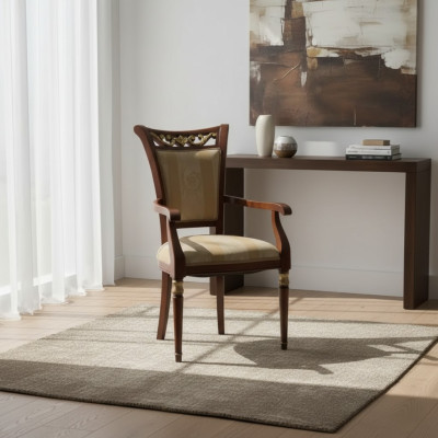 Stuhl Luxus Design Lehnstuhl Holz Polster Art déco Esszimmer Möbel Holz
