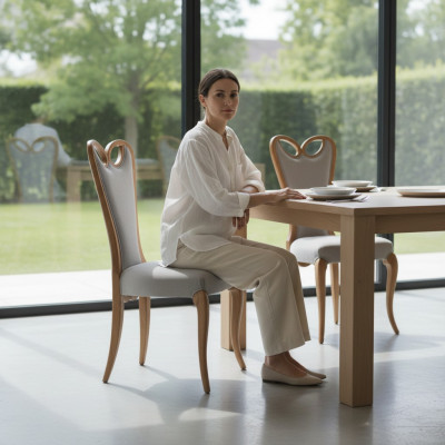 Stuhl Ohne Armlehne Esszimmer Braun Design Textil Luxus Esszimmerstuhl