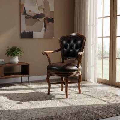 Büro Sessel Luxus Stuhl Bürostuhl Kunstleder Designer Sessel Holz Möbel