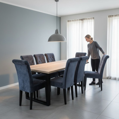Esszimmer Esstisch 8x Stühle Garnitur Tisch Gruppe 9tlg. Set Komplett