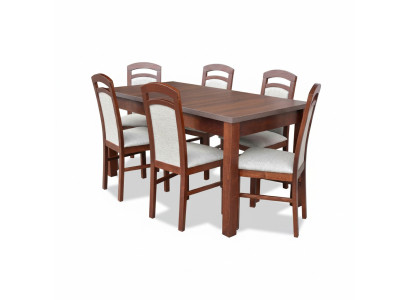 Designer Holz Ess Esszimmer Set Tisch 6x Stühle Garnitur Polster 7tlg