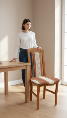 Stuhl ohne Armlehne Esszimmerstuhl Holz Stoff Esszimmer Design Sessel