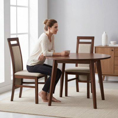 Stuhl ohne Armlehnen Lehnstuhl Polster Holz Textil Holz Sessel Neu