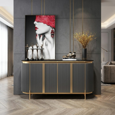 Anrichte Sideboard Luxus Designer Holz Regal Schrank Möbel Grau Kommode